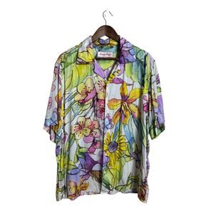 Perte D'Ego Floral Sketch Shirt size XL Cuban Collar Modal